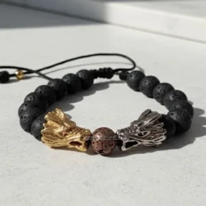 Pulsera Dual Dragon: Fuerza Volcánica y Poder de Zamak