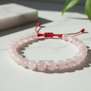 Pulsera de Conexión: Hilo Rojo y Cuarzo Rosa (8mm)