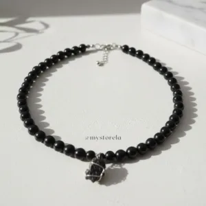Collar de dije de turmalina en bruto y de 8mm