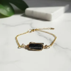Pulsera de turmalina negra en acero